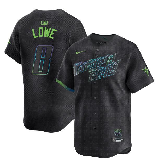 Men's Tampa Bay Rays #8 Brandon Lowe Charcoal 2024 City Connect Limited Stitched Baseball Jersey